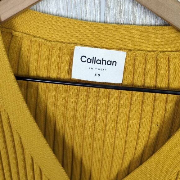 Callahan Knitwear Women’s XS Yellow Rib Knit Button Down Cardigan Sweater NWT - Picture 6 of 8